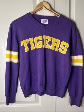 Sparkle City LSU Tigers Purple V-Neck Sweater